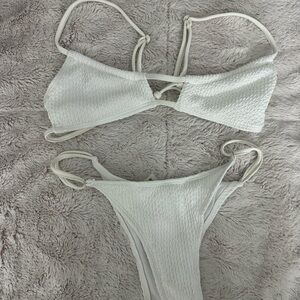 SHEIN White Ruched Bikini Set